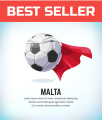 Malta football or soccer ball. Football national team. Vector illustration