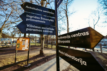 A signpost in Vilnius Techpark