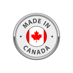 Made in Canada badge with Canadian flag