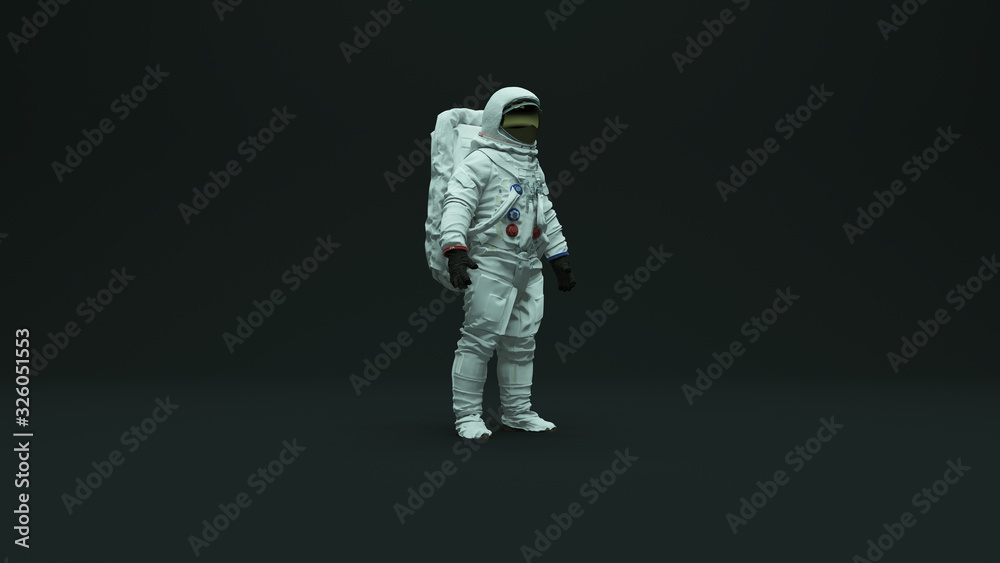 Wall mural astronaut with gold visor and white spacesuit with dark grey background with neutral diffused top ki