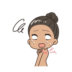 Oblique illustration of a tanned woman, upper body.