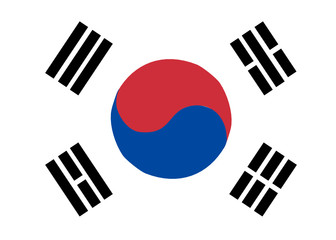 South Korean flag isolated on white background. It’s an official flag form of South Korean country.