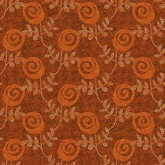 Textured roses in rusty colors seamless vector pattern. Decorative feminine surface print design. Great for fabrics, stationery and organic products packaging.