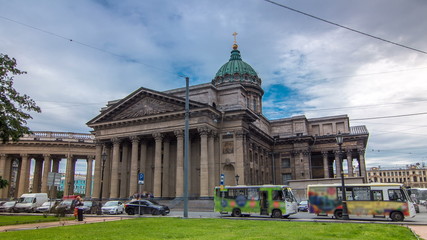 Kazan Cathedral or Kazanskiy Kafedralniy Sobor timelapse  in Saint Petersburg