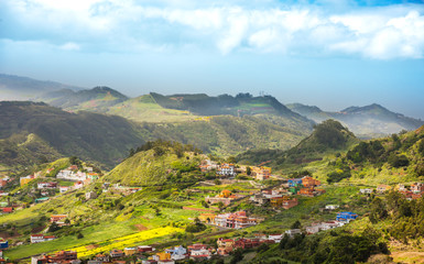 Fototapeta na wymiar Aerial view of village near La Laguna, Anaga, Tenerife island, Canary