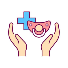 Pediatrics color line icon. Medical health care sign. Childcare concept. Pictogram for web page, mobile app, promo. UI UX GUI design element.