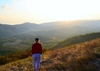 Fototapeta premium hiker in the mountains