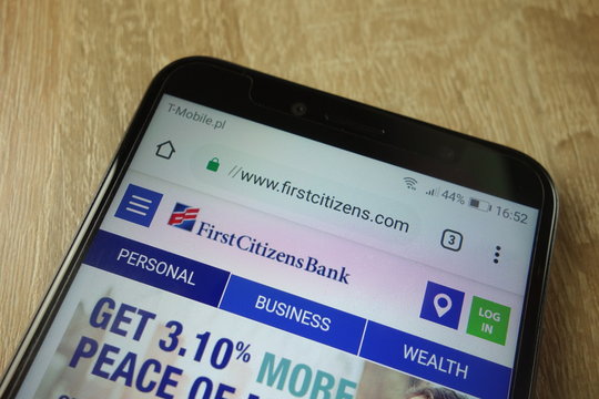 KONSKIE, POLAND - January 31, 2019: First Citizens BancShares Bank Website (www.firstcitizens.com) Displayed On Smartphone