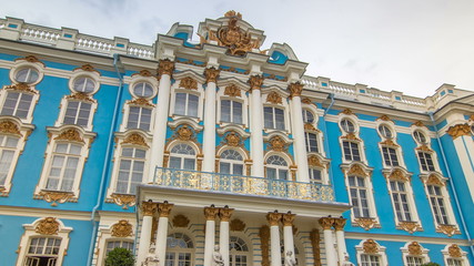 Fototapeta na wymiar The Catherine Palace timelapse is a Rococo palace located in the town of Tsarskoye Selo Pushkin