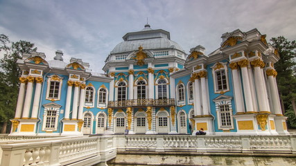 Hermitage pavilion timelapse  in Catherine park in Tsarskoe Selo near Saint Petersburg, Russia