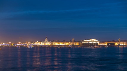 Fototapeta na wymiar Opening Palace Bridge timelapse, a lot ships and boats. Russia, Saint-Petersburg