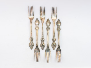Old silver palted cutlery set - forks for 6 person
