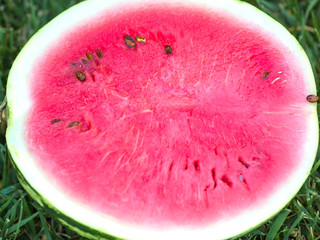  red juicy watermelon cut along, in summer a healthy product, juicy berry