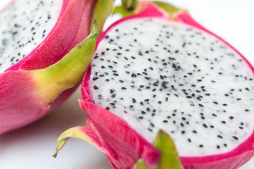 Fresh pitahaya on white background. Dragon fruit. 