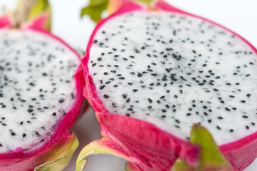 Fresh pitahaya on white background. Dragon fruit. 