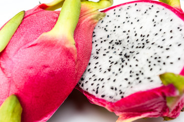 Fresh pitahaya on white background. Dragon fruit. 