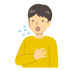 黄色い服を着たくしゃみする男の子