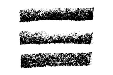 Set of grunge black chalk texture stripe brush on white background