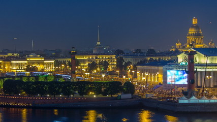 Fototapeta na wymiar Timelapse over the city of St. Petersburg Russia on the feast of 