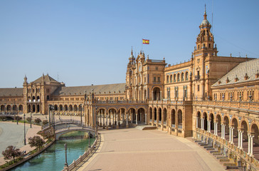 Fototapeta na wymiar Panoramic view of the Plaza de España, Seville, Spain
