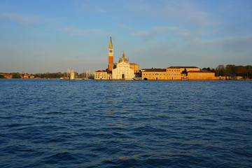 he landmark Benedictine Church of San Giorgio Maggiore on an island in Venice