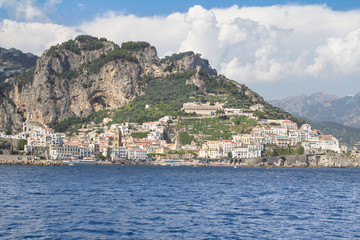 Panoramic view of the Praiano city, Italy