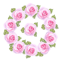 Watercolor wreath from roses