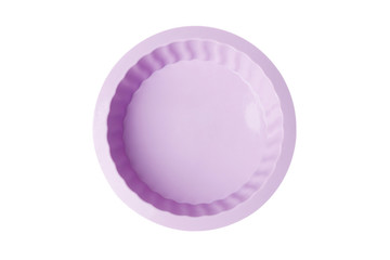 silicone mold for baking on a white background. Culinary accessories of the baker. Small baking cups. It is isolated.