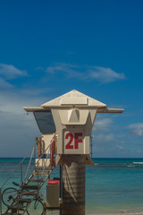 Lifeguard Station With Pacific Ocean and Blue Sky in Hawaii