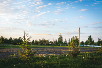 Obraz premium White net for playing volleyball on the beach.