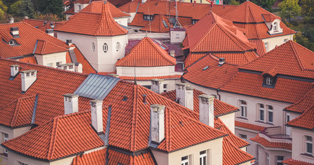 Close up of the building with a red roof, Vysehrad, Prague, Czech Republic