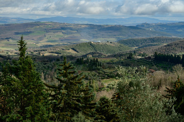 Fototapeta na wymiar Aerial: beautiful Tuscany landscape