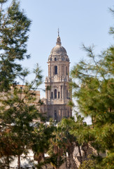 Fototapeta na wymiar street photography of the cathedral of Malaga