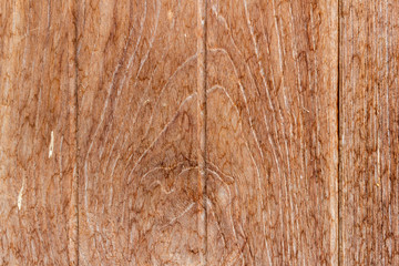 Close up rustic wood table with grain texture in vintage style. Surface of old wooden plank in macro concept with empty template and copy space for abstract background or wallpaper and other design.
