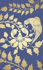 parrot, feathers ,wedding card design, royal India	