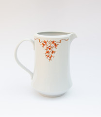 Vintage water jug with midcentury design - berries pattern - isolated