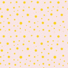 Seamless pattern of cute daisies on a background. Stock vector illustration for decoration and design, packaging, wallpaper, fabrics, postcards, web pages, wrapping paper and more.