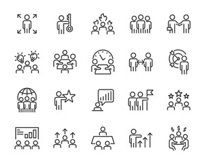 set of business icons, teamwork, working, meeting, management