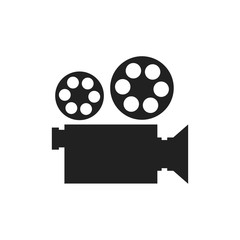 Video camera simple icon. Movie film reel. Vector illustration - obrazy, fototapety, plakaty