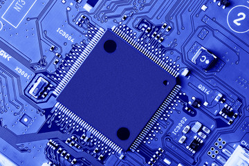 Electronic circuit board close up.