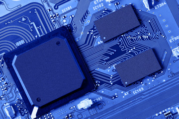 Electronic circuit board close up.