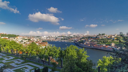 Fototapeta na wymiar Porto, Portugal old town skyline on the Douro River timelapse