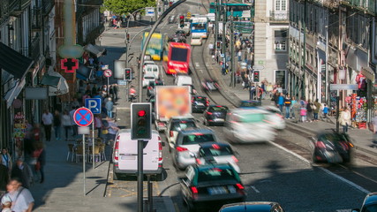 View of the Almeida Garret Square with the Sao Bento railway station and Congregados Church...