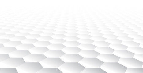 Perspective gray and white gradient grid mosaic background. Creative design templates. Bright 3d wall background with hexagons.