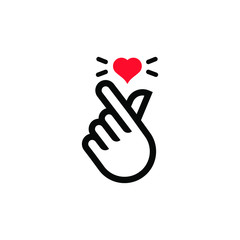 korean heart finger i love you sign icon vector illustration