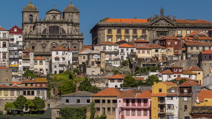 Naklejka na ściany i meble overview of old town of Porto timelapse, Portugal