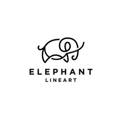 elephant logo line art monoline icon vector abstract design 