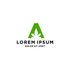 A letter logotype cannabis marijuana hemp leaf farm cultivation logo design icon vector template
