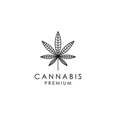 cannabis marijuana hemp leaf farm cultivation logo design icon vector template