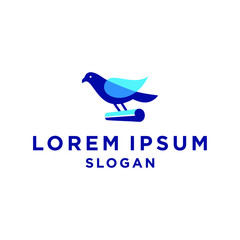 dove bird carrying paper message letter logo flat icon vector design pigeon animal